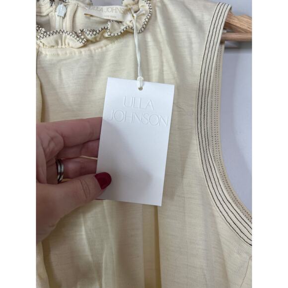 NWT Ulla Johnson Brea Ruffle Sleeveless Contrast Lightweight Wool Top Pearl - Picture 4 of 8